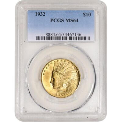 US Gold $10 Indian Head Eagle - PCGS MS64 - Random Date