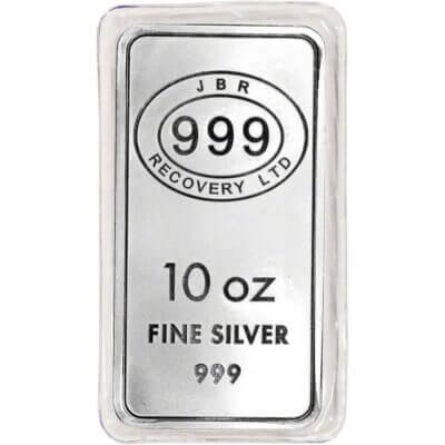 10 oz Silver Bar JBR Recovery Ltd - 999 Fine Icons of Britain