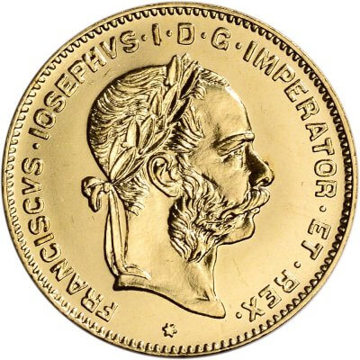 1892 Austria Gold 4 Florin 10 Francs .0933 oz - Franz Joseph I - BU - Restrike
