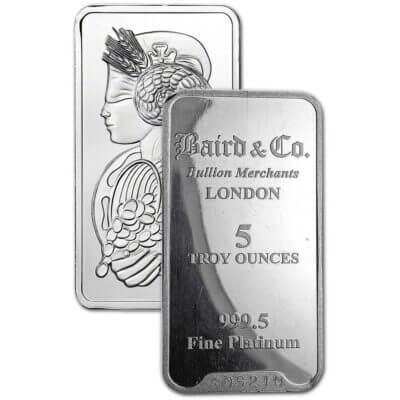 5 oz Platinum Bar - Random Brand - Secondary Market - 999.5 Fine