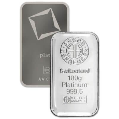 100 gram Platinum Bar - Random Brand - Secondary Market - 999.5 Fine