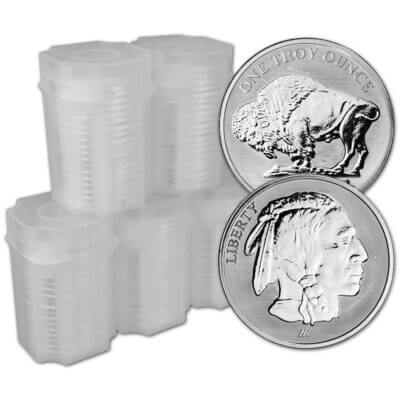 100 pc 1 oz Silver Round Asahi Reverse Proof Buffalo Design .999 5 Tubes of 20