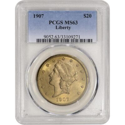 US Gold $20 Liberty Head Double Eagle - PCGS MS63 - Random Date
