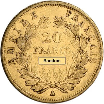 France Gold 20 Francs .1867 oz - Napoleon III - Bare - Avg Circ - Random Date