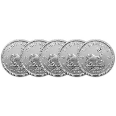2024 South Africa Silver Krugerrand 1 oz 1 Rand - BU Five 5 Coins