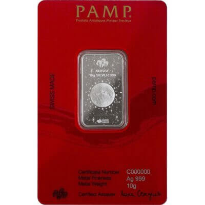10 gram Silver Bar - PAMP Suisse - Lunar Legends Azure Dragon .999 Fine in Assay