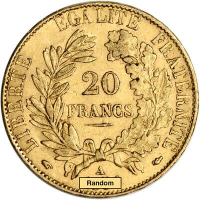 France Gold 20 Francs (.1867 oz) - Ceres - XF/AU - Random Date