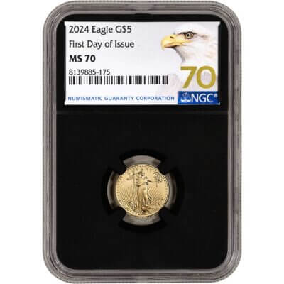 2024 American Gold Eagle 1/10 oz $5 - NGC MS70 First Day Issue Grade 70 Black