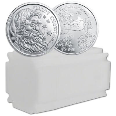 1 oz Golden State Mint Silver Round 2026 Santa .999 Fine - Tube of 20