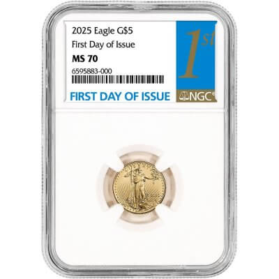 2025 American Gold Eagle 1/10 oz $5 - NGC MS70 First Day Issue 1st Label