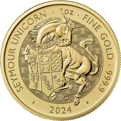 2024 Great Britain Gold Tudor Beasts Seymour Unicorn £100 - 1 oz - BU