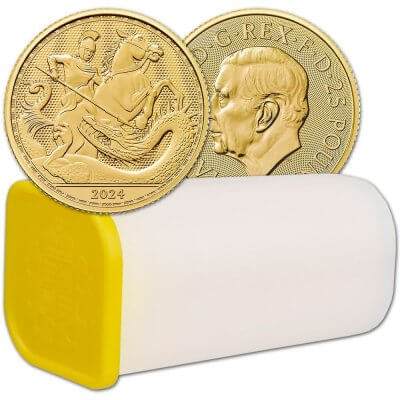 2024 Great Britain Gold St George and the Dragon £25 - 1/4 oz - BU Tube of 25
