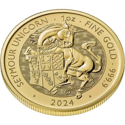 2024 Great Britain Gold Tudor Beasts Seymour Unicorn £100 - 1 oz - BU