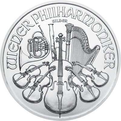 2024 Austria Silver Philharmonic 1 oz 1.5 Euro 5 Rolls 100 Coins in 5 Mint Tubes