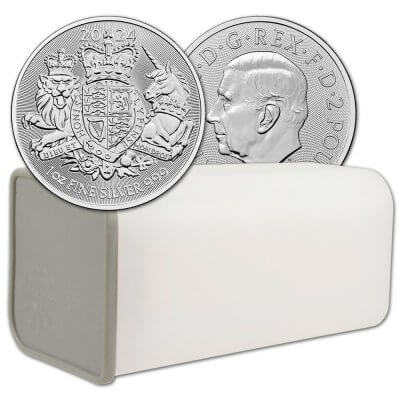 2024 Great Britain Silver Royal Arms £2 1 oz - BU - Mint Tube of 25 Coins