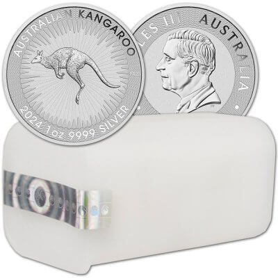 2024 P Australia Silver Kangaroo 1 oz $1 BU - 1 Roll - 25 Coins in Mint Tube