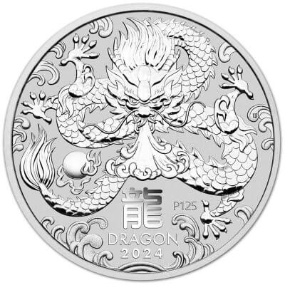 2024 P Australia Silver Lunar Year of the Dragon 1 oz $1 - 1 Roll 20 BU Coins