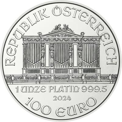2024 Austria Platinum Philharmonic 1 oz 100 Euro - BU