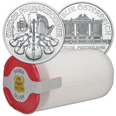 2024 Austria Silver Philharmonic 1 oz 1.5 Euro - 1 Roll 20 BU Coins in Mint Tube