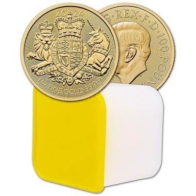 2024 Great Britain Gold Royal Arms £100 1 oz BU Tube of Ten 10 Coins