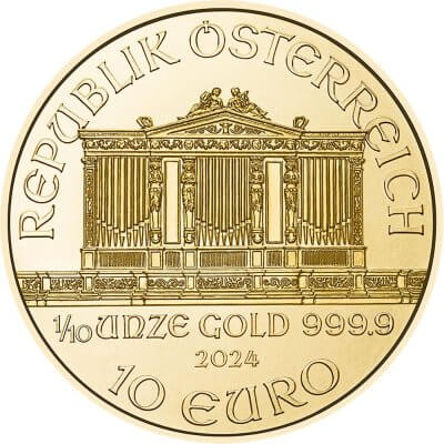 2024 Austria Gold Philharmonic 1/10 oz 10 Euro - BU