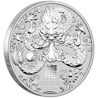 2024 P Australia Silver Lunar Series III Year of the Dragon 32.15 oz Kilo $30 BU
