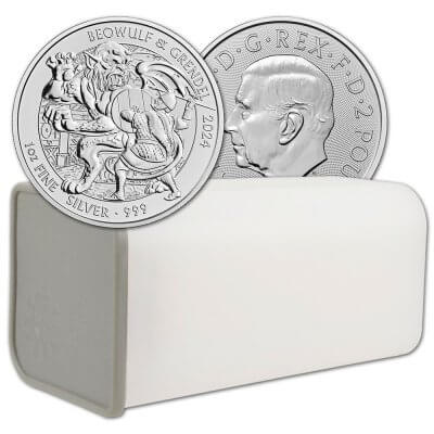 2024 Great Britain Silver Beowulf and Grendel £2 1 oz BU 1 Roll 25 Coin Tube