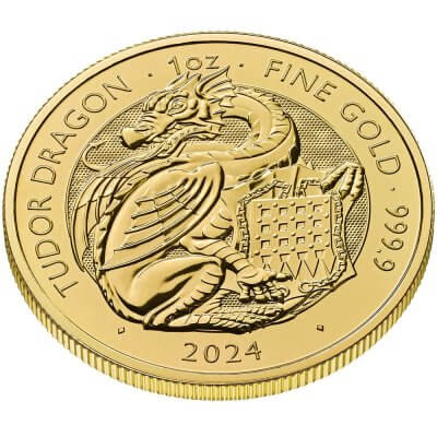 2024 Great Britain Gold Tudor Beasts Tudor Dragon £100 1 oz - Tube of 10
