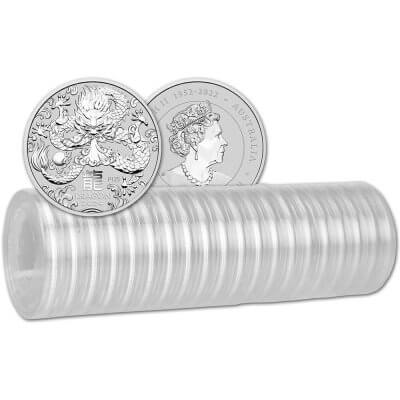 2024 P Australia Silver Lunar Year of the Dragon 1 oz $1 - 1 Roll 20 BU Coins