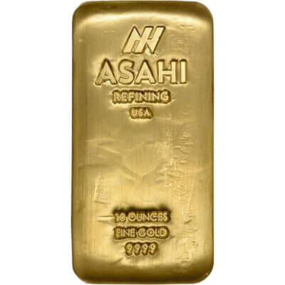 10 oz Gold Bar - Asahi Refining USA - Cast .9999 Fine