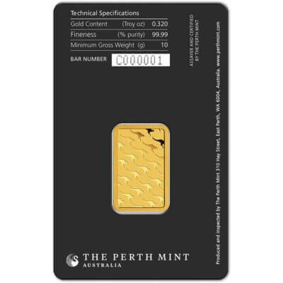 10 gram Gold Bar - The Perth Mint - 99.99 Fine in Sealed Assay