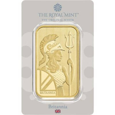 100 gram Gold Bar - Royal Mint Britannia - 999.9 Fine in Assay