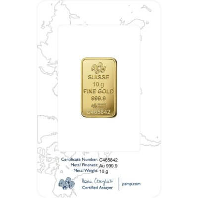 10 gram Gold Bar - PAMP Suisse - Rosa - 999.9 Fine in Sealed Assay