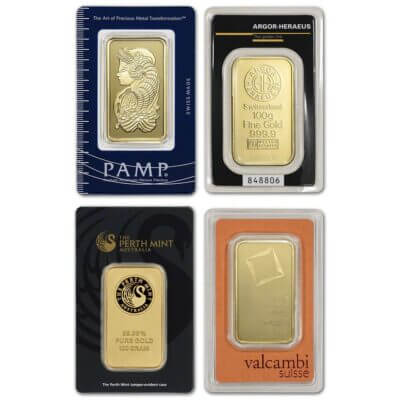 100 gram Gold Bar - Random Brand Secondary Market - 999.9 Fine in Assay