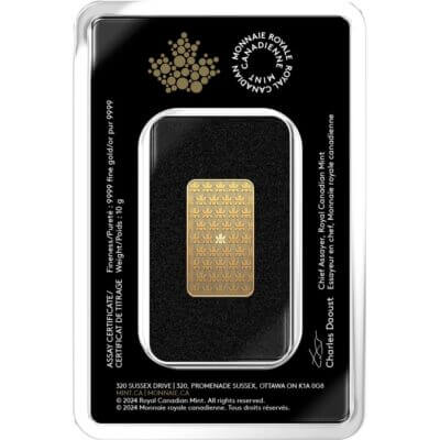 10 gram Gold Bar - Royal Canadian Mint (RCM) - .9999 Fine in Assay