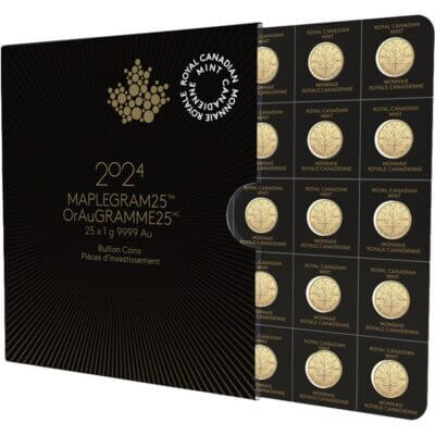 2024 25x1 gram Gold Maplegram25 - RCM - Royal Canadian Mint .9999 Fine in Assay