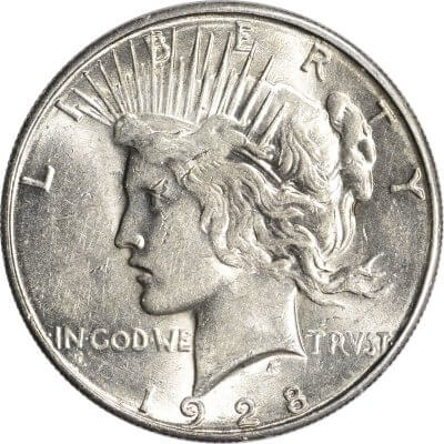 1928 S US Peace Silver Dollar $1 - AU