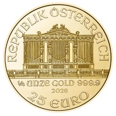 2026 Austria Gold Philharmonic 1/4 oz 25 Euro - BU