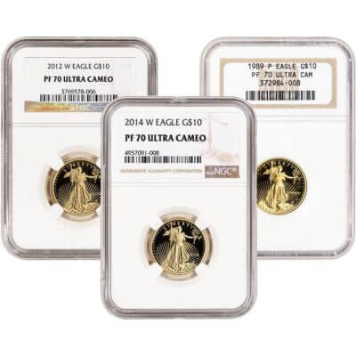 American Gold Eagle Coin Proof 1/4 oz $10 - NGC PF70 Random Date and Label