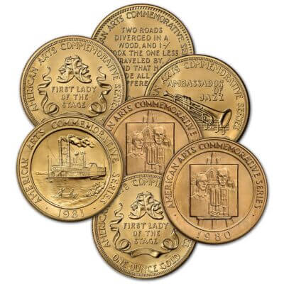 US Gold 1 oz American Arts Commemorative Medal - BU - Random Date