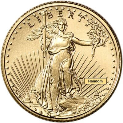 American Gold Eagle 1/10 oz $5 - Random Date - 1 Roll - 50 BU Coins in Mint Tube