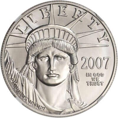 American Platinum Eagle 1 oz $100 - NGC MS70 Random Date and Label