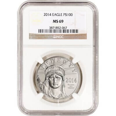 American Platinum Eagle 1 oz $100 - NGC MS69 Random Date and Label