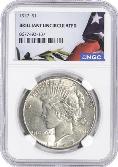 1927 US Peace Silver Dollar $1 - NGC Brilliant Uncirculated