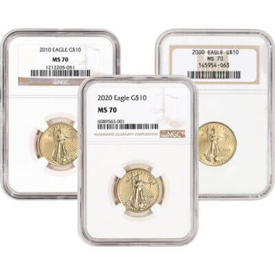 American Gold Eagle 1/4 oz $10 - NGC MS70 Random Date and Label