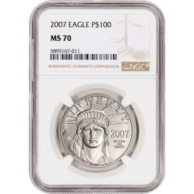American Platinum Eagle 1 oz $100 - NGC MS70 Random Date and Label