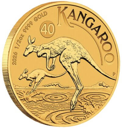2026 P Australia Gold Kangaroo - 1/2 oz - $50 - BU