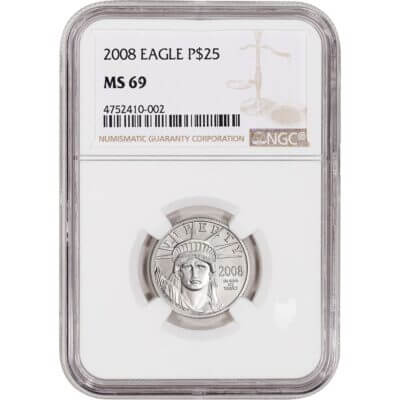 American Platinum Eagle 1/4 oz $25 - NGC MS69 Random Date and Label