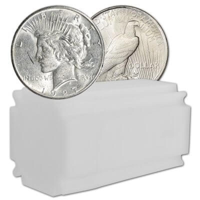 1927 D US Peace Silver Dollar $1 - AU - Roll of 20 Coins