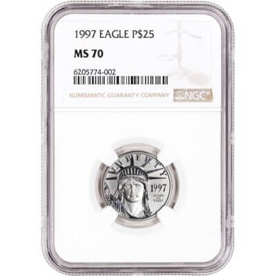 American Platinum Eagle 1/4 oz $25 - NGC MS70 Random Date and Label